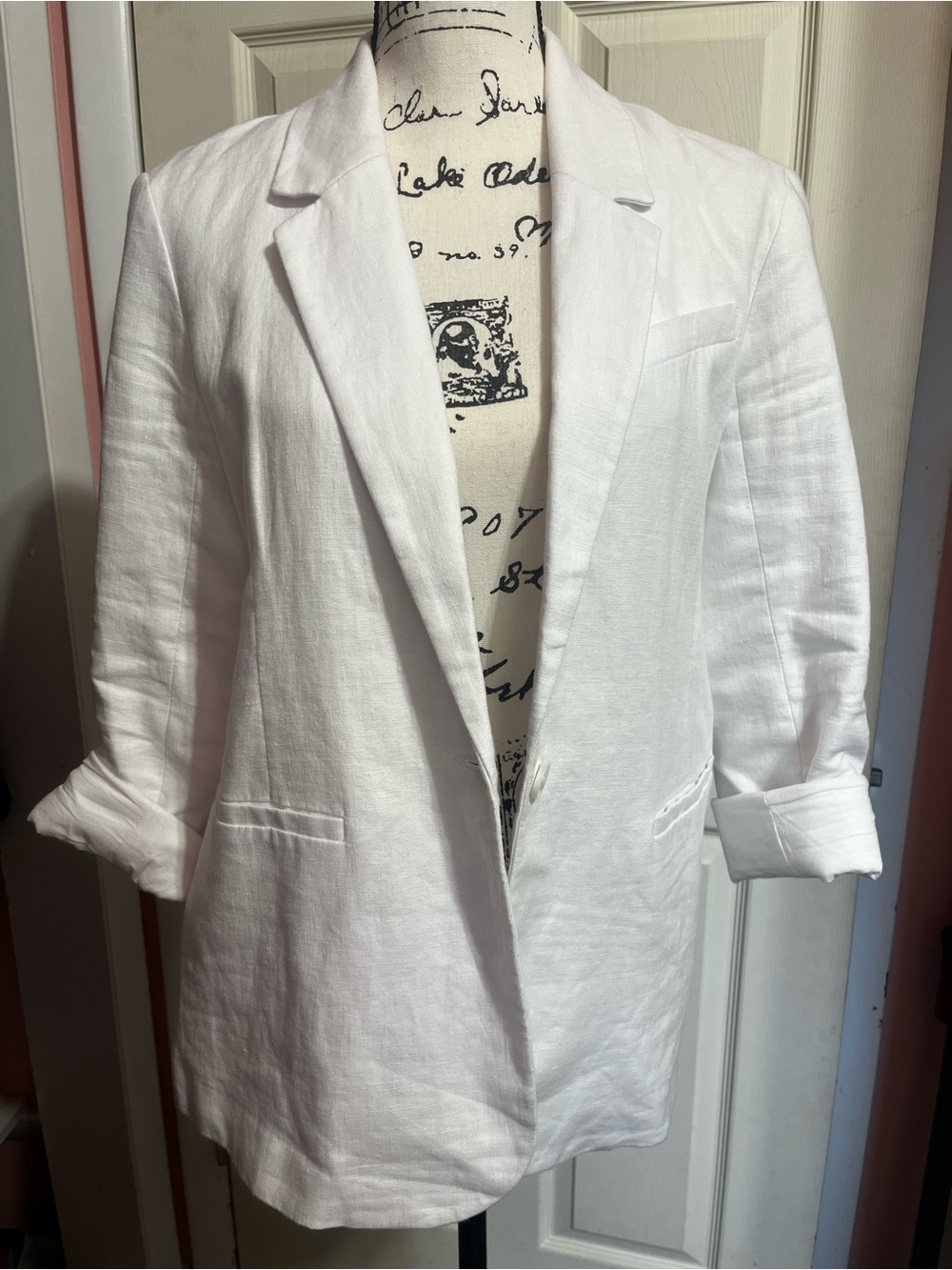 Abercrombie & fitch linen white loose fit blazer small